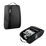 YKuzLx Portable Oxford Golf Shoes Bag, Sports Shoe Bag with Ventilation, Waterproof Travel Shoes Bag, Shoes Storage Organizer with Zipper Closuren for Outdoor, Sports, Golf, Travel, Gem (Black2)