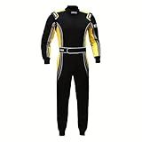 Geek Home One-piece Race Gear Racing Suit Karting/Race/Rally Go Kart Racing Suit Auto Racing Fire Suit SFI 3.2A/1(Black Yellow,S)