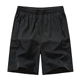 MOHEM Mens Hiking Cargo Shorts Lightweight Quick Dry Athletic Running Workout Shorts with Zip Pockets(Mhmencargopants-09069-Black03-M)