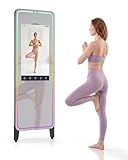 HARZHI Smart Fitness Mirror with 32'' HD Touchscreen, 63'' Full-Length Smart Gym Mirror, Android OS, Voice Control, for Home Gym, Yoga, Dance & Full-Body Training