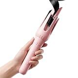 Dyhoo Auto Curling Iron 1.25 Inch, Rotating Hair Curler for Beach Waves, AutomaticHair Curler with Anti-Scald & Anti-Tangle, Ceramic Curling Wand for Long Hair, Dual Voltage, Pink