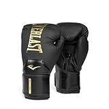 Everlast Elite 2 Boxing Gloves | Pro Training & Heavy Bag Gloves | Men & Women | Ventilated Palm | Multi-Layer Protection | Black/Gold, 16 oz