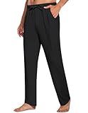 COOFANDY Mens Lightweight Sweatpants Relaxed Fit Yoga Pants Straight Leg Jogger Lounge Pants Black