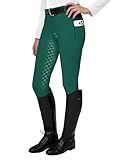 FitsT4 Sports Women's Full Seat Riding Tights Active Silicon Grip Horse Riding Tights Equestrian Breeches Forest Green Size S