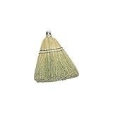 Rubbermaid Commercial 12 Inch Corn Whisk Broom, Yellow, Flagged Natural Bristles for Multi-Surface Sweeping, Remove Dirt and Debris from Porches/Floors Decks/Driveways/Sidewalks