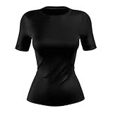 Roar Women MMA Rash Guard BJJ Grappling Training Rash Guard Long Sleeve No-Gi MMA Fight Gear (US, Alpha, X-Large, Regular, Regular, Standard, Black-HS)