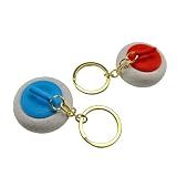 Tafelans Curling Stone Keychain 2 Pack, 3D Printed Red & Blue Curling Buddy Key Ring, Articulated Sports Charm for Bag Backpack Car Keys, Curling Fan Collectible Gift