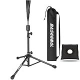 BaseGoal Batting Tee Baseball Tee, Softball Travel Portable Tee Tripod Stand Rubber Tee for Batting Training Practice with Carrying Bag
