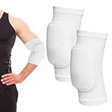 cobee 1 Pair Volleyball Elbow Pads, Arm Brace Ventilate Sport Elbow Protector Strap, White Elbows Pad Arm Pads With Padded Soft Support Cushion for Men And Women