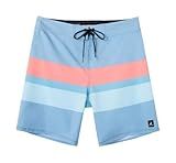 SURF CUZ Men's Board Shorts 4-Way Stretch Swim Trunks Quick Dry Beach Swimwear Bathing Suit（Grey-Striped，34）