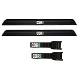 COR Surf Aero Roof Rack Pad and Premium No-Scratch Cam Buckle Tie Down Straps with Protective Silicone for Surf, SUP, Kayak and Canoe (28" Narrow Black)