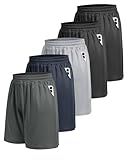 BOOJO 5 Pack Athletic Gym Mens Shorts - Workout Black Quick Dry Basketball Shorts with Pockets for Running Casual Activewear