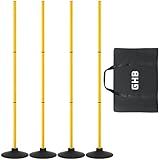 GHB Agility Poles 4 Pack 50" Sports Soccer Training Poles,Detachable Speed Training Equipment Football Accessories with Rubber Base