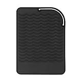 Heat Resistant Mat for Curling Iron, Flat Irons and Hair Straightener Hair Styling Tools 9" x 6.5", Food Grade Silicone, Black