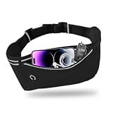 JUCURRI Slim Running Belt for Women Men,Runners Fanny Pack Phone Holder,Money Belt,Running Gear Accessories,with 3 Pockets(Black)