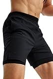 Fabletics Men's The Fundamental Short (Lined), Workout, Running, Training, Gym, Yoga, Ultra Lightweight, Athletic, 7" Inseam, L, Black