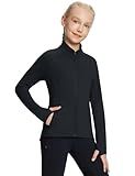 baleaf Fleece Girls Jacket Zip Up Fall Jackets Kids Equestrian Riding Shirts Thermal Athletic Sweatshirts Warm Black M