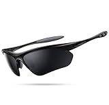 Lamicall 22g Polarized Sports Sunglasses for Men Women - UV400 Protection Sun Glasses for Running Cycling Baseball Fishing Golf Driving, Black Gray, Mother's Day