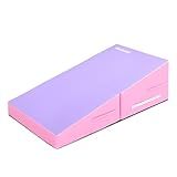 Matladin Incline Gymnastics Wedge, 48"x24"x14" Tumbling Mat, Gym Fitness Training Exercise Skill Shape (Petal Pink, Purple)