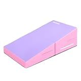 Matladin Incline Gymnastics Wedge, 48"x24"x14" Tumbling Mat, Gym Fitness Training Exercise Skill Shape (Petal Pink, Purple)