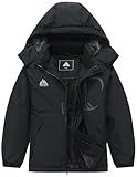 SOBAPRA Kids Waterproof Ski Jacket Warm Winter Coat Boys and Girls Fleece Lined Hooded Rain Jacket