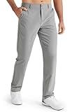 Libin Mens Golf Pants Stretch Work Dress Pants 30" Quick Dry Lightweight Business Casual Pant for Men Comfy Water Resistant, Light Grey, 34W x 30L