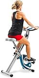 XTERRA Fitness Folding Exercise Bike, 225 LB Weight Capacity, Cordless, Battery Powered with Solid X-Frame Folding Design, Padded Seat and Handlebars, Adjustable Foot Straps, 8 Levels of Resistance