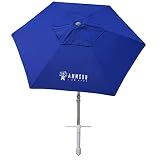 AMMSUN 8ft Large Beach Umbrellas for Sand with Sand Anchor, Air Vent, hook