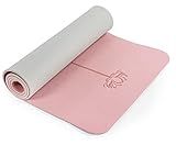 Non Slip, Pilates Fitness Mats, Eco Friendly, Anti-Tear 1/4" Thick Yoga Mats for Women, Exercise Mats for Home Workout with Carrying Sling (72"x24", Parfait Pink & Gray)