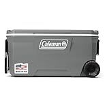 Coleman Classic Series Insulated Portable Rolling Cooler with Wheels, Leak-Resistant Outdoor Hard Cooler Keeps Ice up to 5 Days, 100-Quart