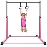 Safly Fun Gymnastics Bar for Kids Ages 3-15 for Home - Steady Steel Construction, Anti-Slip, Easy to Assemble, 3' to 5' Adjustable Height