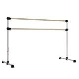 VITA Barre Portable Freestanding Double Ballet Barre, Prodigy, 8 Ft Wood Bars, Satin Silver | Adjustable Height, USA Made, Home or Gym Exercise Equipment for Kids & Adults | Dance, Fitness, Pilates