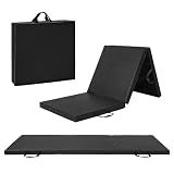 CAP Barbell Folding Exercise Mat – Durable, Anti-Tear, Thick Padding for Fitness, Aerobics, Gymnastics & Home Workouts. 72"L x 24"W x 2"Thick. BLACK