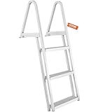 VEVOR Removable Dock Ladder 3 Steps, 350 lbs Load Capacity, Pontoon Boat Ladder with 4'' Wide Step & Nonslip Rubber Mat for Ship/Lake/Pool/Marine Boarding