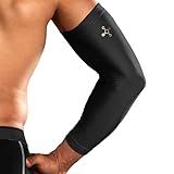 Tommie Copper Arm Compression Sleeve (S/M, Black), 15-20 mmHg, 100% Copper & Zinc Infused Non-Slip Arm Sleeves, Patented Copper Znergy Fabric, Anti-Odor Benefits, Breathable Design