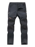 Postropaky Mens Hiking Snow Ski Pants Waterproof Outdoor Insulated Softshell Pants Snowboard Zipper Bottom Leg (Grey, 34W x 32L)