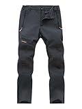 Postropaky Mens Hiking Snow Ski Pants Waterproof Outdoor Insulated Softshell Pants Snowboard Zipper Bottom Leg (Grey, 34W x 32L)