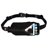 SPIbelt Original Pocket Running Belt for Women Men, Phone Holder for Running, Running Fanny Pack, Holder for Phone, Running Waist Pack, Expandable, Adjustable. Black with Black Zipper