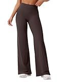 YEOREO Workout Leggings Womens No Front Seam Straight Leggings 31.5" High Waist Buttery Eddiy Gym Yoga Pants Dark Brown M