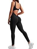 YEOREO Sleeveless Jumpsuits for Women Sexy Backless Gym Bodycon Lizvette V Back Scrunch Butt Rompers Black L