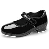 Stelle Tap Shoes for Toddler Girls PU Unisex Tap Dance Shoes(Black,9MT)