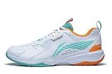 LI-NING Almighty 5 Unisex Badminton Shoes Anti-Slip Featherlight Rebound Professional Training Sports Sneakers Standard White/Greenish Turquoise US 10