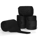 KURSHOW Horse Polo Leg Wraps Soft Fleece Wraps Equestrian Leg Bandage 4-Pack (Full(10ft), Black)