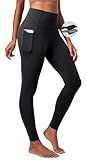 Heathyoga Compression Leggings for Women Tummy Control No Front Seam Leggings with Pockets for Women Workout Yoga Pants Black