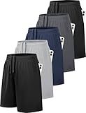 MLYENX 5 Pack Boys Athletic Shorts Active Performance Youth Kids Basketball Shorts Quick Dry with Elastic Waist Pockets