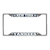 FANMATS 26658 New York Yankees Chrome Metal License Plate Frame, Team Colors, 6.25in x 12.25in