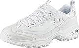 Skechers Sport womens D'LITES FRESH START Memory Foam Lace-up Sneaker,White Silver,9 M US