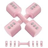 besuhot Adjustable Dumbbell Set of 2, Adjustable Weight set, Anti-slip Handle, 4 in 1 Free Weights Dumbbells Set for women at home, 2.2lb, 3.3lb, 4.4lb, 5.5lb, for Home, Office, Gym Exercise Training (Pink)