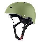 Kids Bike Helmet, Adjustable and Multi-Sport, from Toddler to Youth, 3 Sizes (Olive)