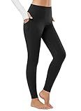 baleaf Women's Fleece Lined Leggings Thermal Warm Winter Tights High Waisted Thick Yoga Pants Cold Weather with Pockets Black XS